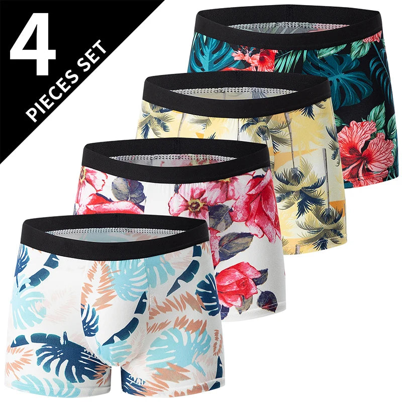 4/5-Pack Men's Printed Boyshort Swim Trunks – Comfortable Plus-Size Beach & Swim Shorts