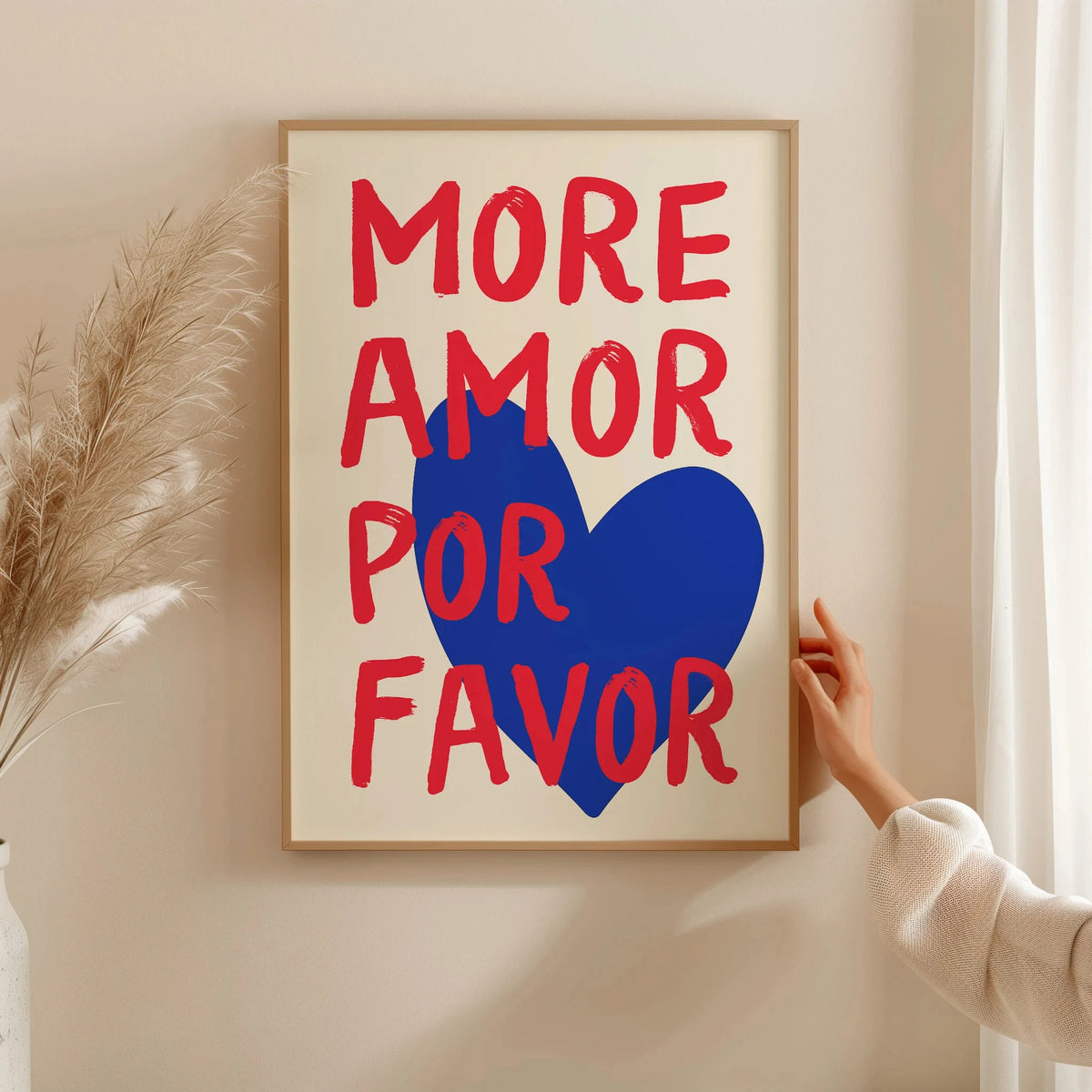 1pc Frameless Love Quote Canvas Wall Art - Pink & Blue Abstract Modern Home Decor
