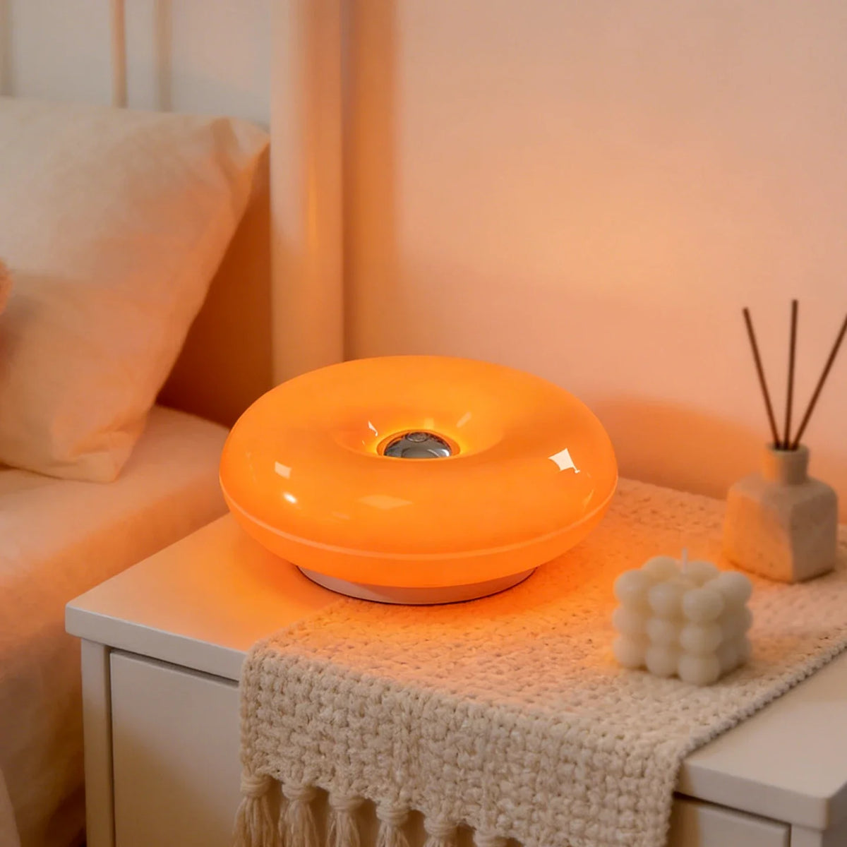 Donut LED Table Lamp Dimmable Warm Ambient Night Light for Bedroom, Kids Room & Home Decor