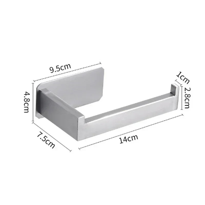 Self-Adhesive Stainless Steel Toilet Paper Holder Matte Black – No-Drill Wall Mount