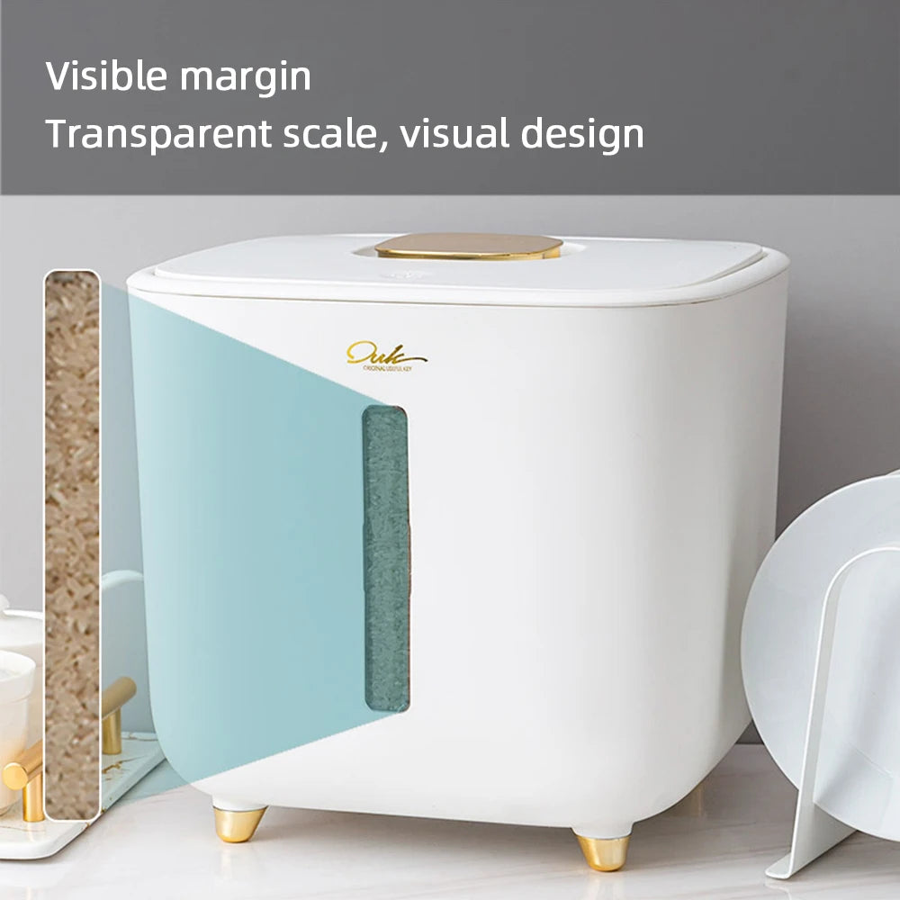Airtight Pest-Proof Rice & Grain Storage Container — 5 kg / 10 kg (11 lb / 22 lb) Moisture-Proof Kitchen Bin with Double Silicone Seal, Pet Food Dispenser
