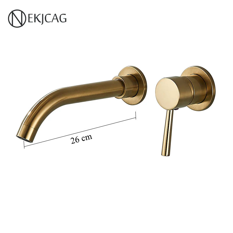 Wall-Mount Single-Handle Basin Faucet – Polished Gold, Matte Black or Chrome Bathroom Sink Mixer (Hot & Cold)