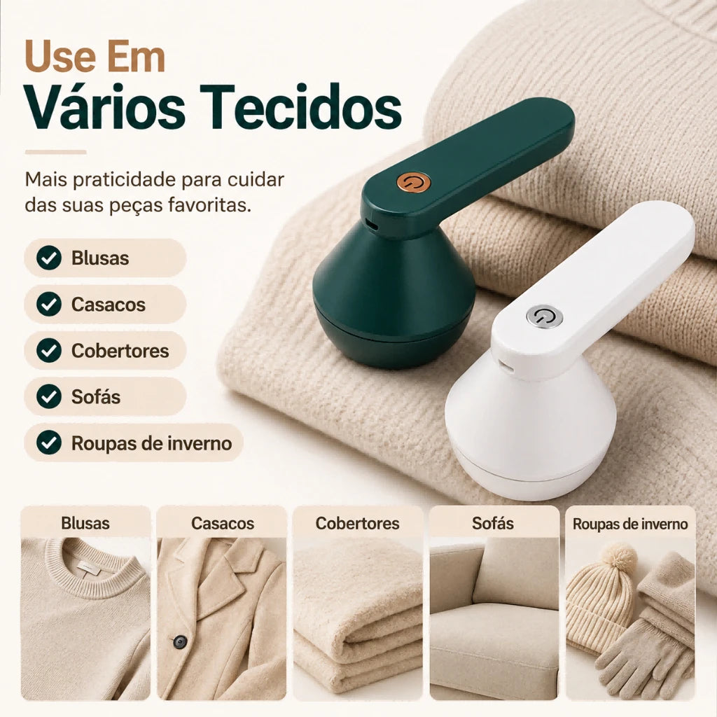 USB Rechargeable Fabric Shaver Lint Remover for Clothes & Sofa - Portable 1200mAh Defuzzer with Safety Mesh & Large Dust Box