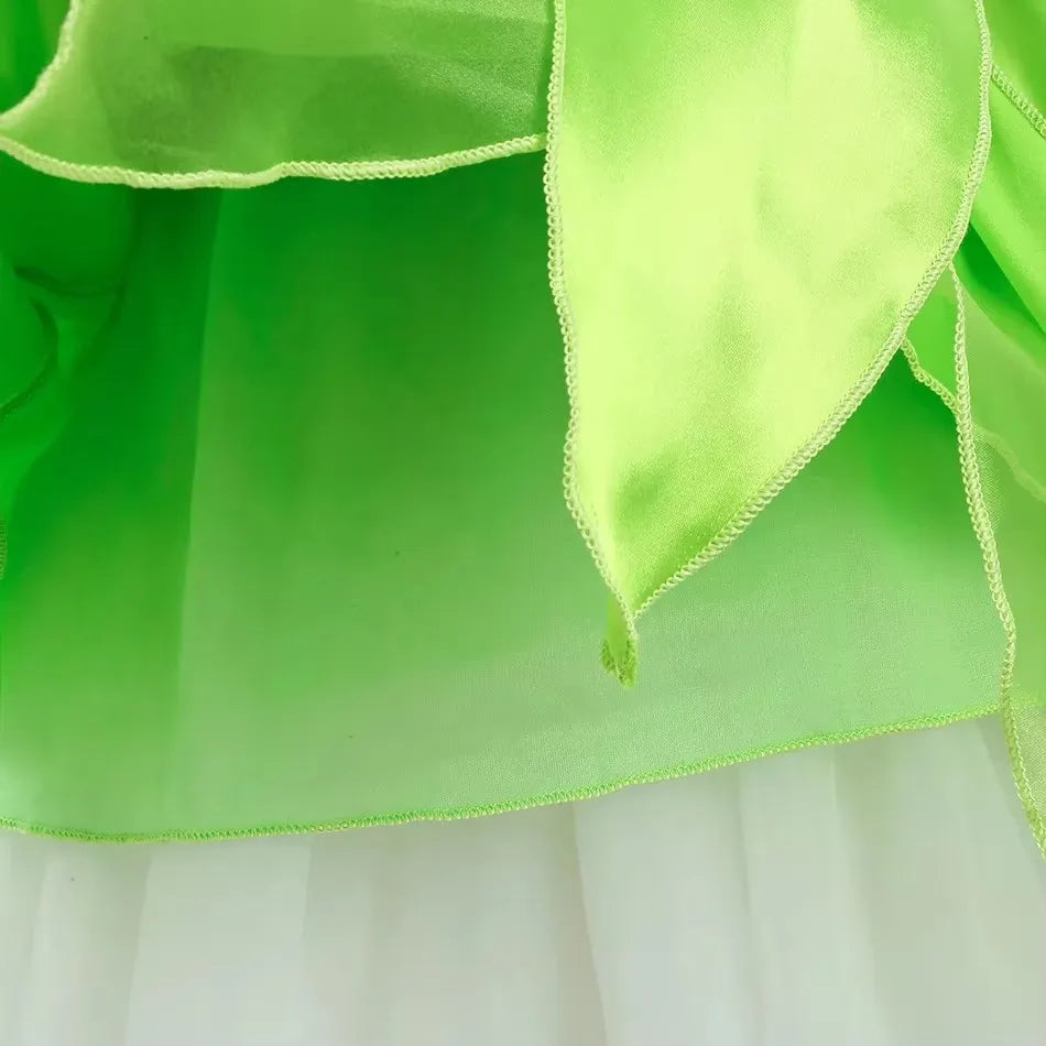 Girls Fairy Princess Costume Dress - Green Tulle Ball Gown for Ages 4-6 | Halloween Cosplay Party