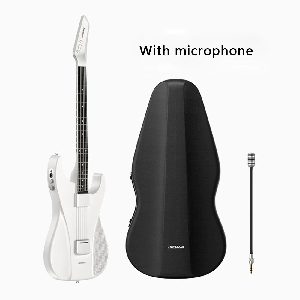 Smart Hybrid Portable Guitar – Pain-Free Silicone Strings, 9 Instrument Sounds (Electric, Acoustic, Bass, Ukulele), Built-in Speaker & Mic, MIDI Controller, 13,500mAh Battery