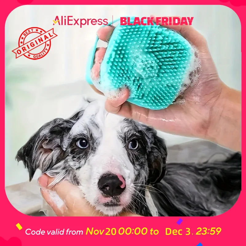 Silicone Pet Bathing Mitts 2-Pack Massage Grooming Brush for Dogs & Cats Rubber Bristles