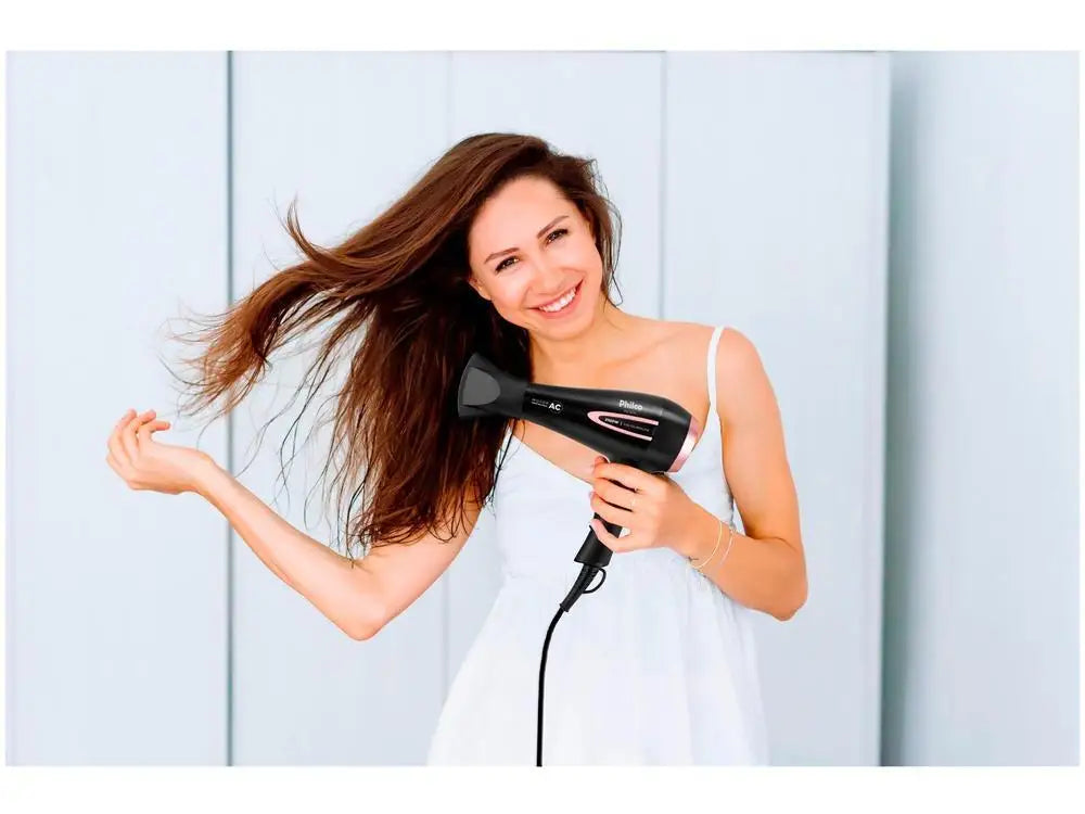 Tourmaline Ion Hair Dryer 2100W, AC Motor, 2 Speeds and 3 Heat Settings, Cool Shot, Black, 220V