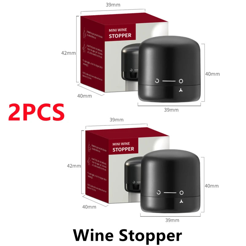 2-Pack Vacuum Wine Bottle Stoppers Silicone Champagne Sealers Reusable Wine Preserver & Bar Tool