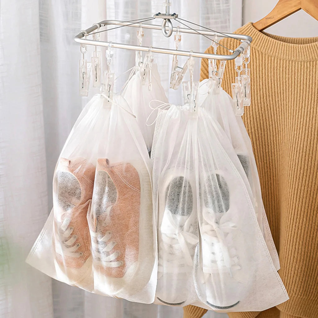 10-Pack Non-Woven Shoe Storage Bags – Drawstring Closet & Travel Shoe Organizer (S/M/L)