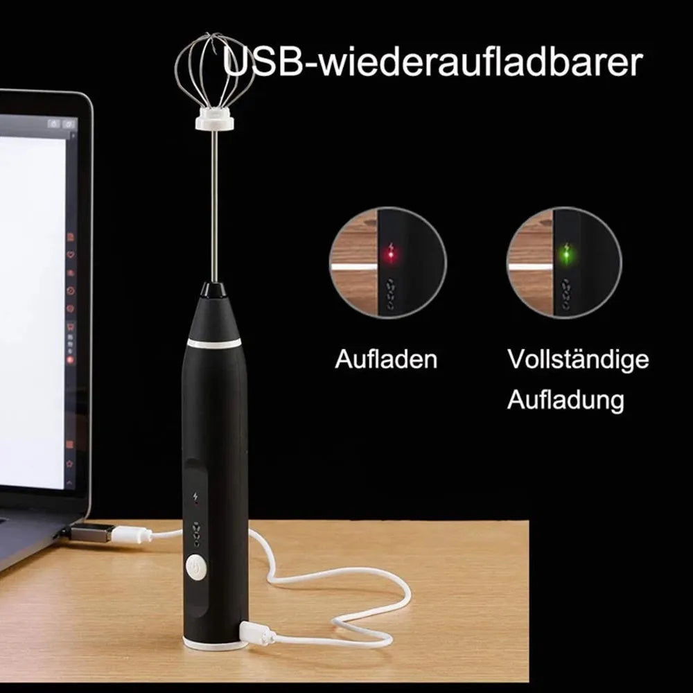 Portable Electric Whisk 2 in 1 Milk Frother and Mixer USB Easy to Clean