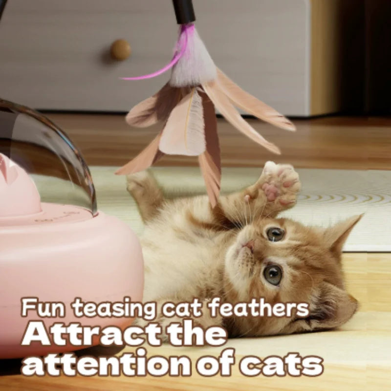 Smart Interactive Cat Toy - USB Rechargeable Rotating Feather Automatic Play for Indoor Kittens & Cats