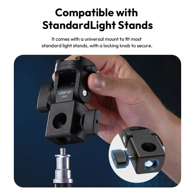 Light Stand Adapter with 1/4-Inch (6.35 mm) Mount and Cold Shoe Quick-Release Plate for Phone Stands, Cameras & Video Fill Lights