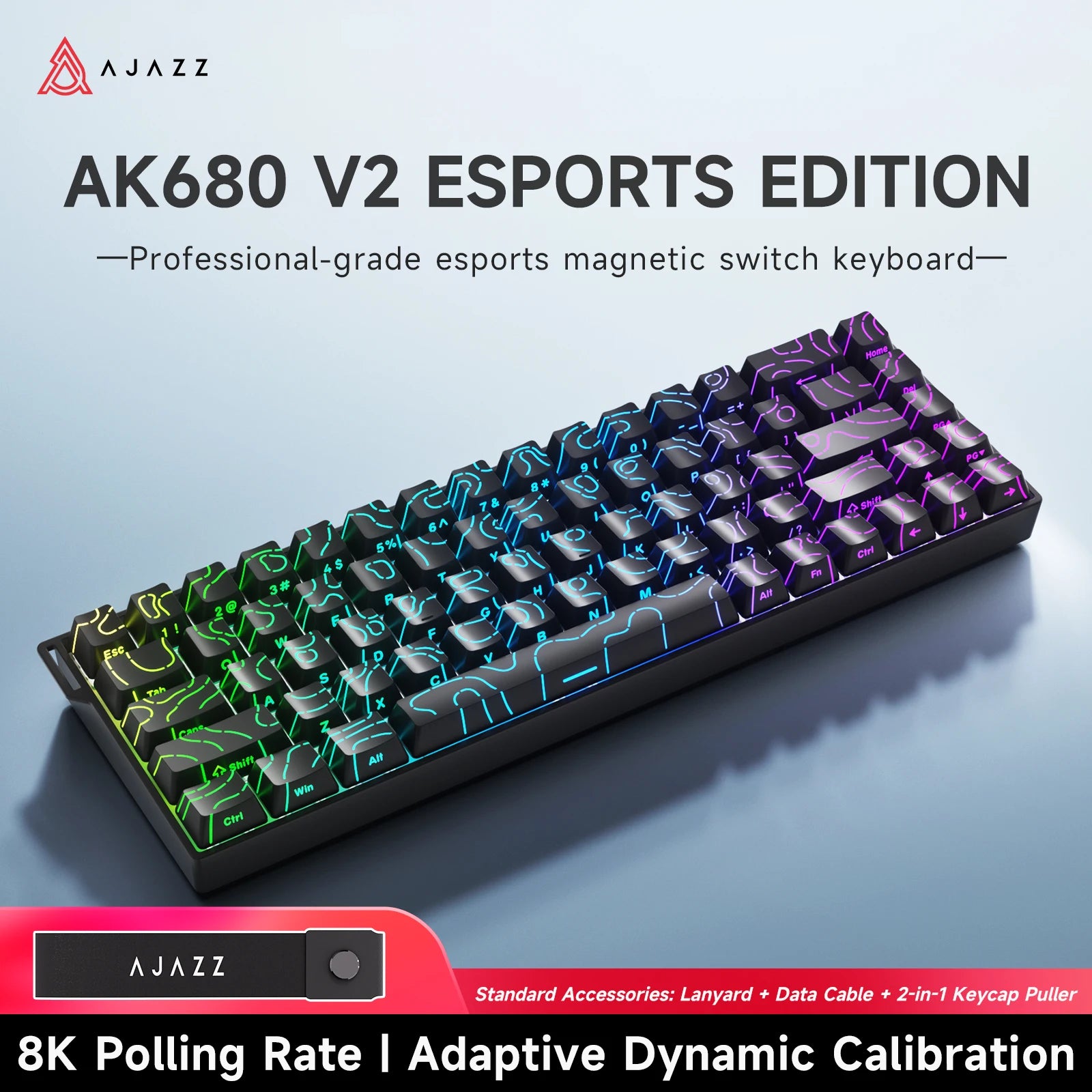 68‑Key 60% Magnetic Switch Mechanical Gaming Keyboard – Hot‑Swappable, 0.01mm Rapid Trigger, RGB Backlight, Wired USB