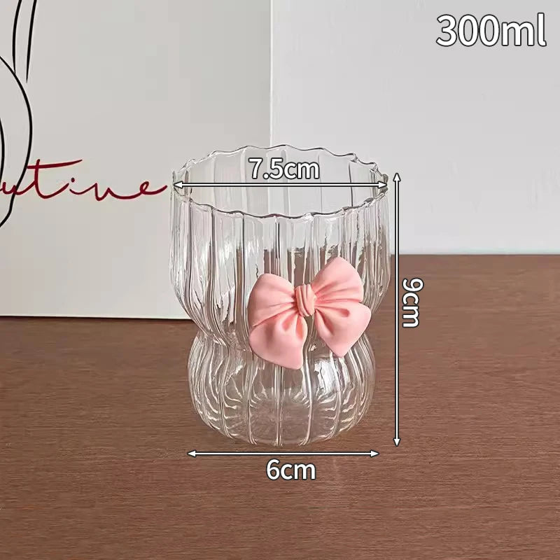 Wave Ripple Glass Tumbler - Transparent Iced Coffee & Milk Tea Cup, 280 ml (9.5 fl oz) & 530 ml (18 fl oz)