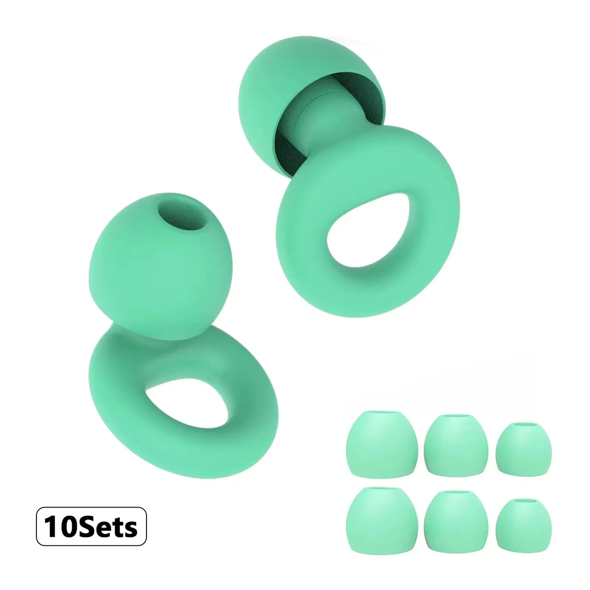 Silicone Earplugs 4 Pairs - Reusable Hypoallergenic Ear Plugs for Swimming & Sleep Noise Reduction (XS S M L)
