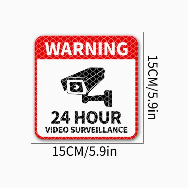 24-Hour Video Surveillance Warning Sticker with Camera Icon, Waterproof UV-Resistant Vinyl for Car Windows & Motorcycle Trunks, Anti-Scratch Transparent Text