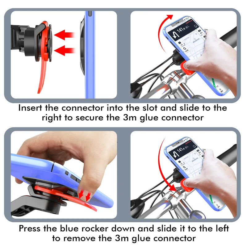 Universal Bike & Motorcycle Phone Holder – Handlebar Mount for 4.7–7.2 in Phones, Adjustable Anti-Shake Clamp