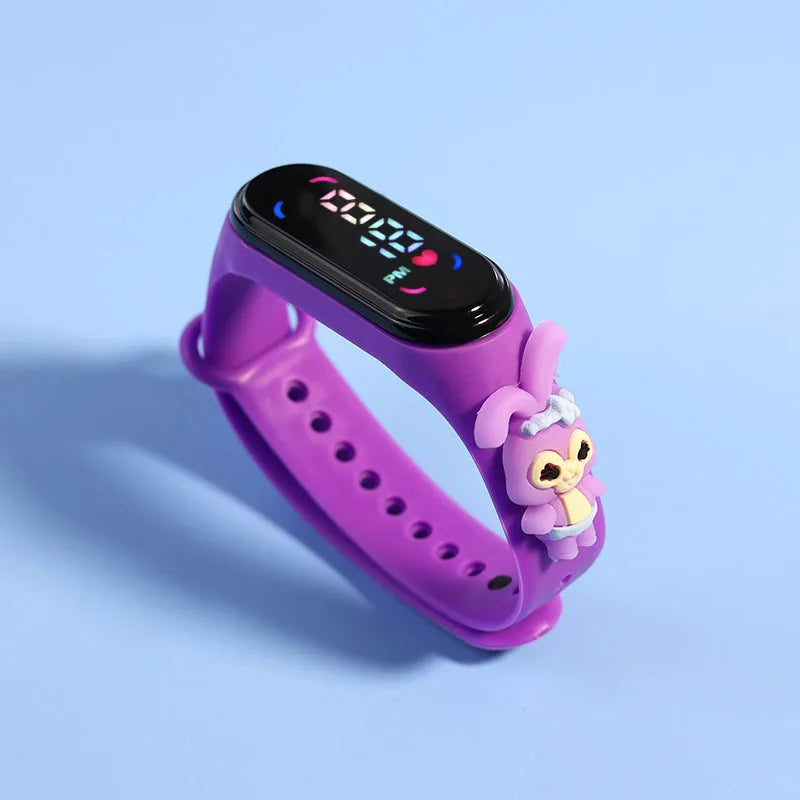 Kids LED Touch Sports Watch – Silicone Digital Bracelet, 45mm Waterproof (5ATM) Cartoon Character Design for Girls & Boys