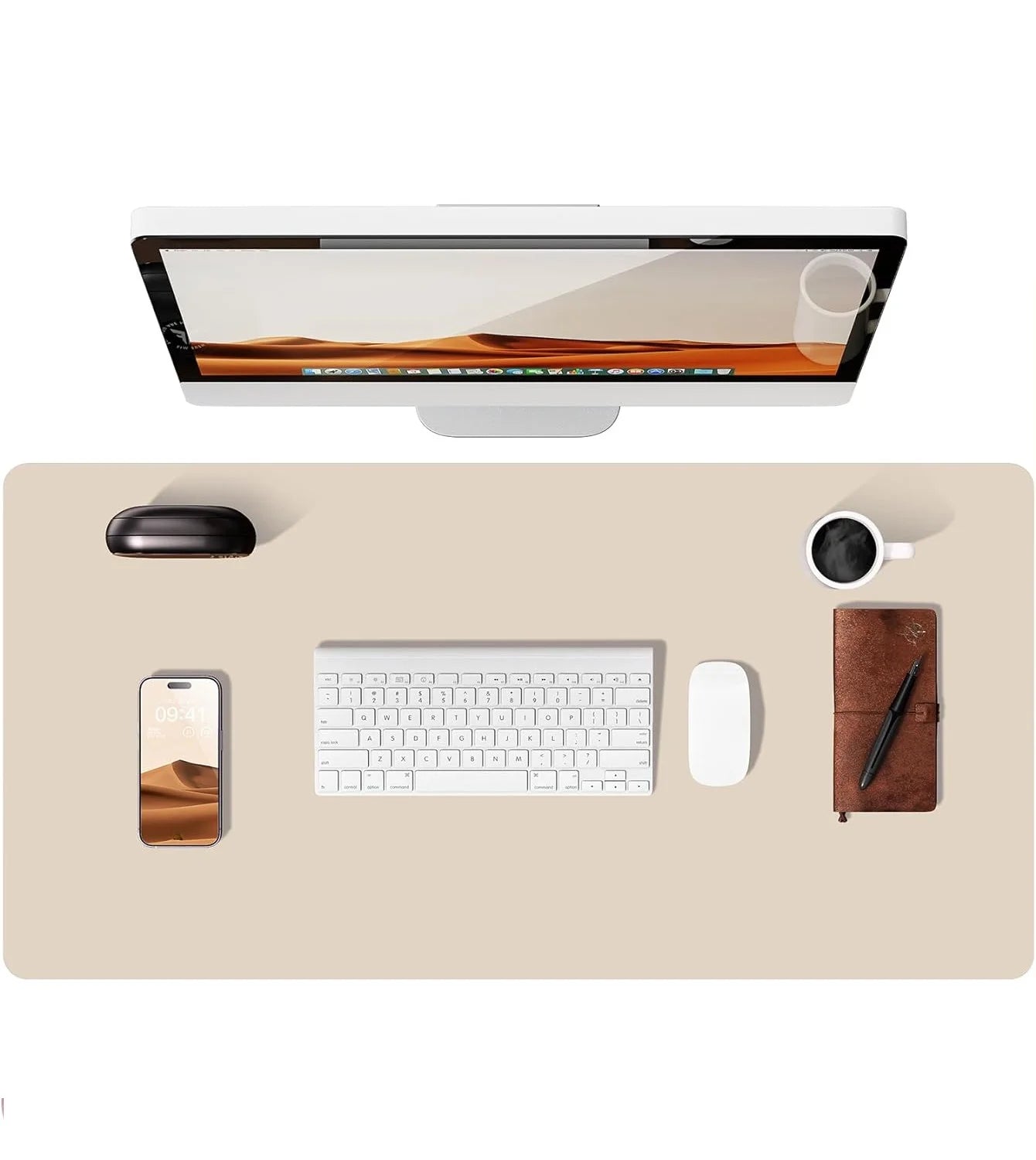 Large PU Leather Desk Pad - Non-Slip Waterproof Office Mouse Pad & Laptop Desk Mat