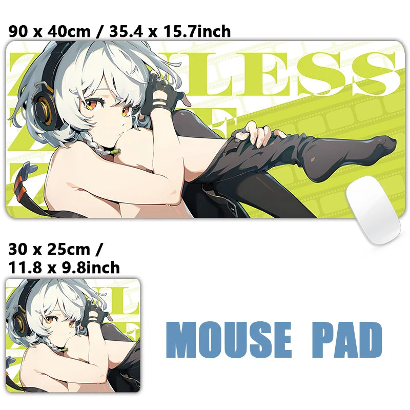XXL Anime Gaming Mouse Pad – Hoshimi Miyabi & Evelyn Ellen Desk Mat, Large Keyboard Mousepad with Non-Slip Silicone Base