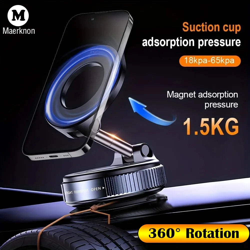 Universal Magnetic Car Phone Holder 360° Rotating Vacuum Suction Cup Mount for Dashboard and Windshield