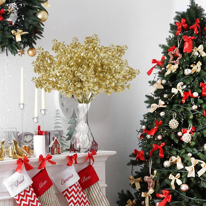 10/20-Pack Glitter Artificial Berries Christmas Ornaments for Tree & Holiday Home Decor
