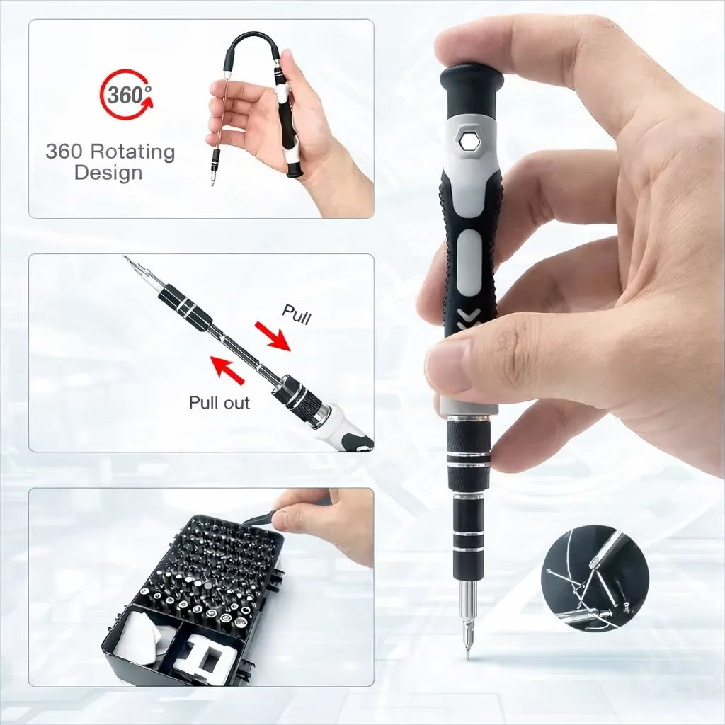 Magnetic 115-in-1 Precision Screwdriver Kit for Phone, Laptop & PC Repairs — Professional Nut Driver & Electronics Tool Set