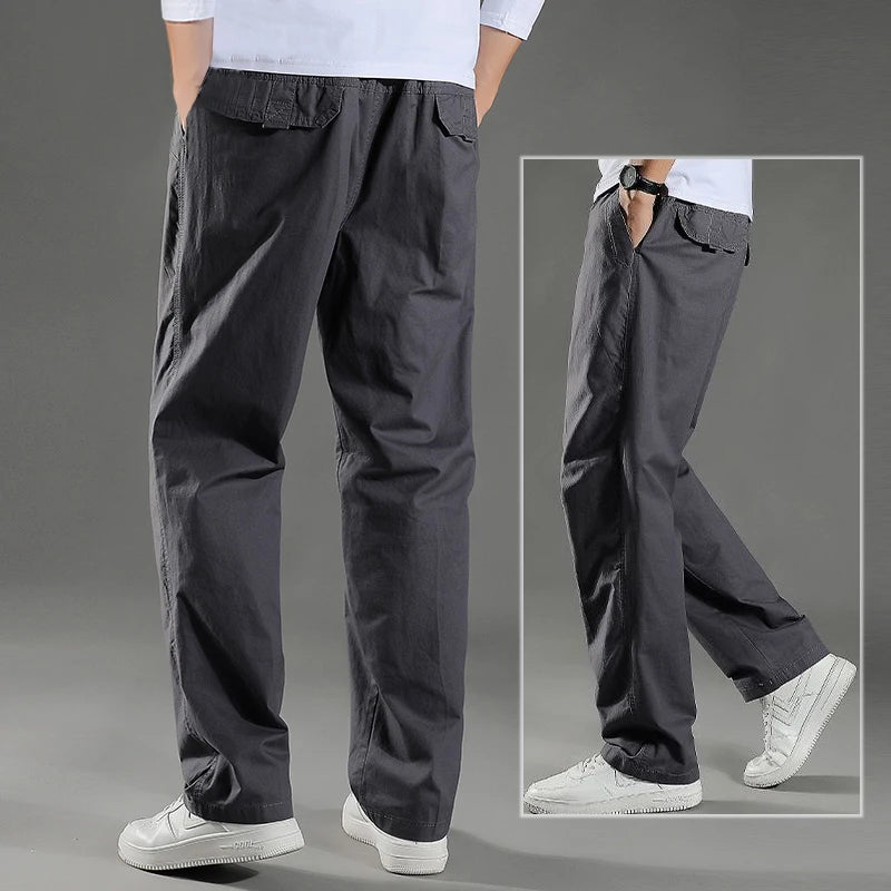 Men's Cotton Cargo Pants – Casual Work Joggers with Pockets, Waist 29–46 in (74–117 cm) | Up to 6XL