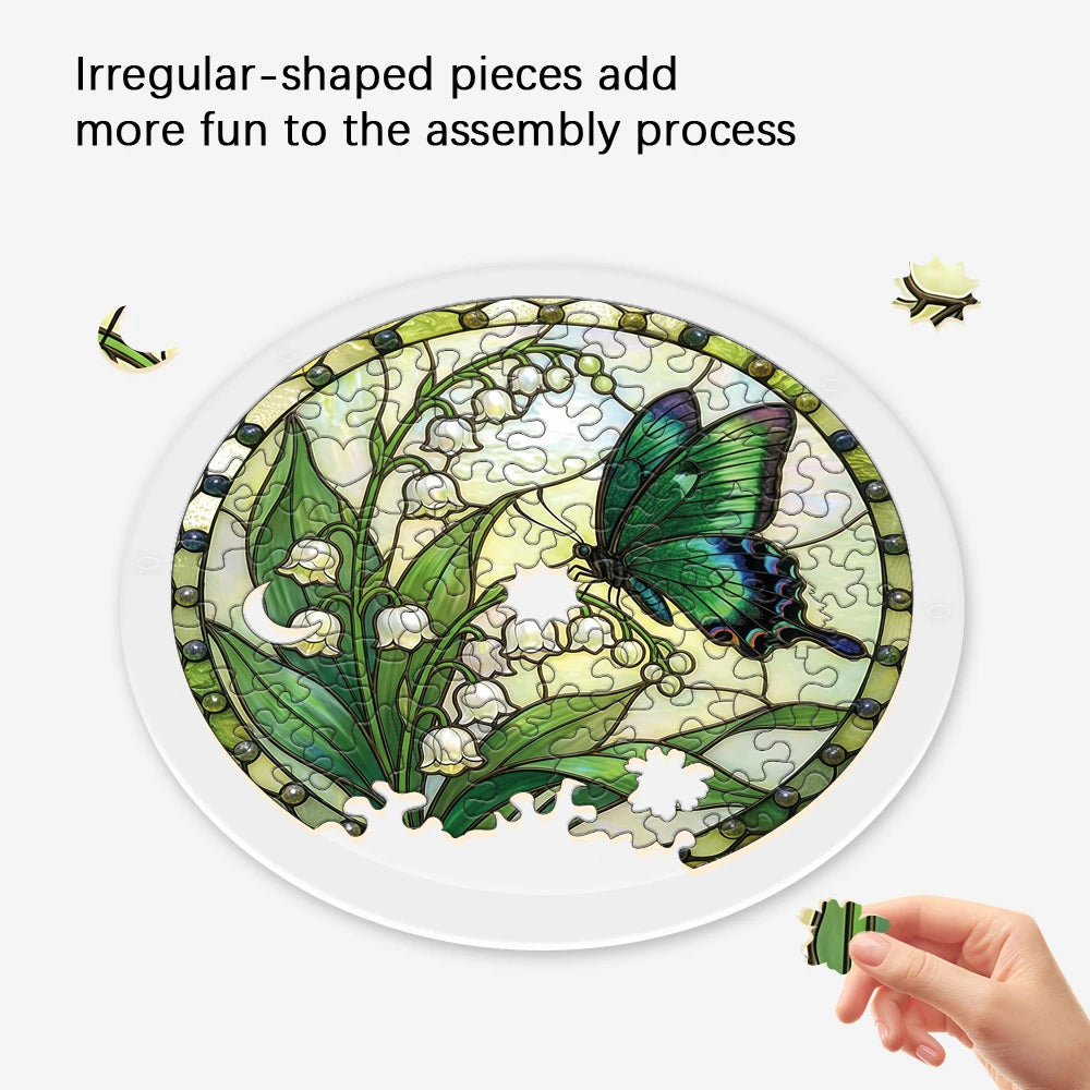 Stained Glass Butterfly Acrylic Puzzle Suncatcher - DIY Window Hanging Decor (18×18 cm / 7.1×7.1 in; 20×20 cm / 7.9×7.9 in)