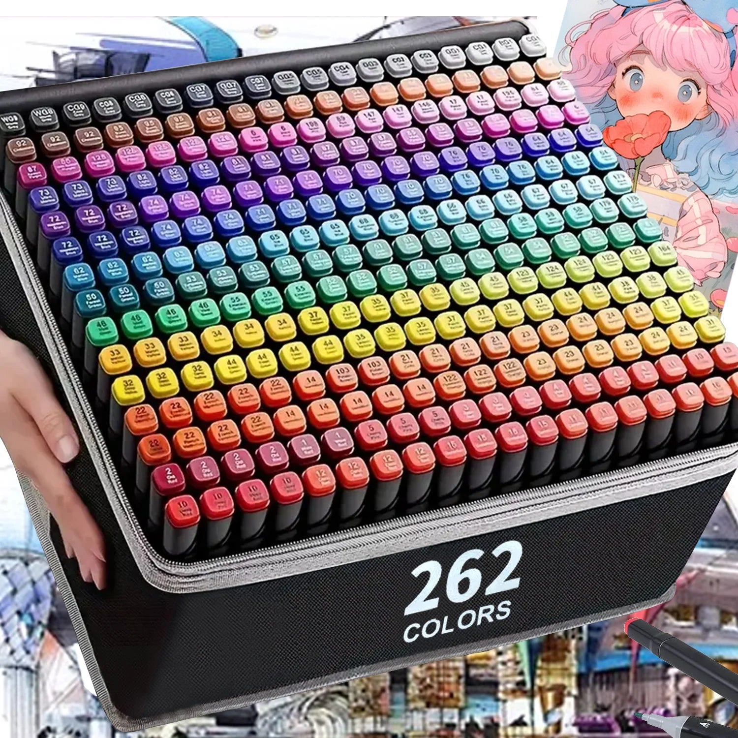 Double Tip Permanent Art Markers — 24/36/48/60/80/120/168 Color Sets for Drawing, Painting, Sketching & Comics