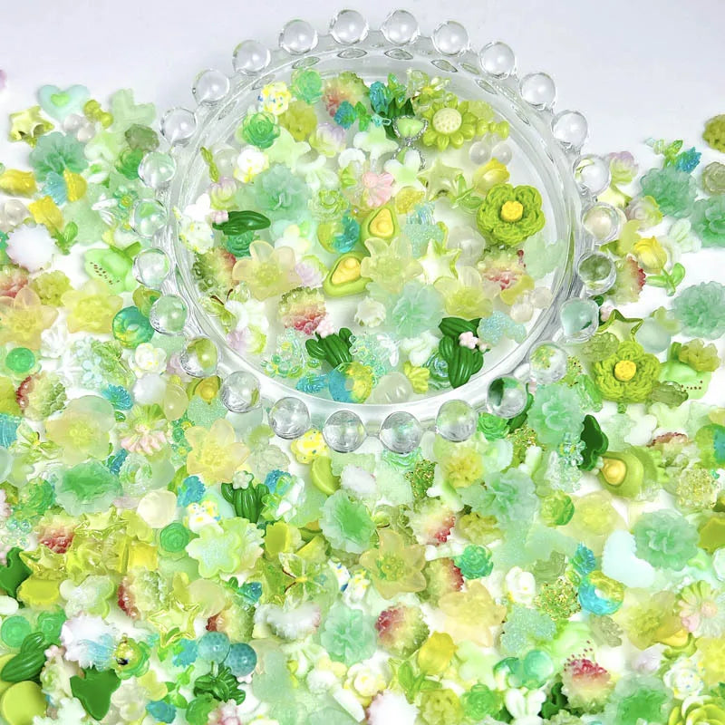 100-Pack Cute Cartoon 3D Resin Nail Charms Flower, Bow & Fruit Nail Art Decorations for Manicure & DIY Phone Case