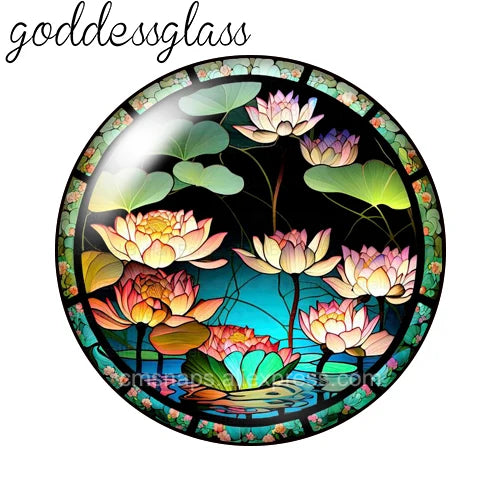 10-Pack Round Glass Photo Cabochons (12/18/20/25mm) Floral Flat Back for Jewelry Making