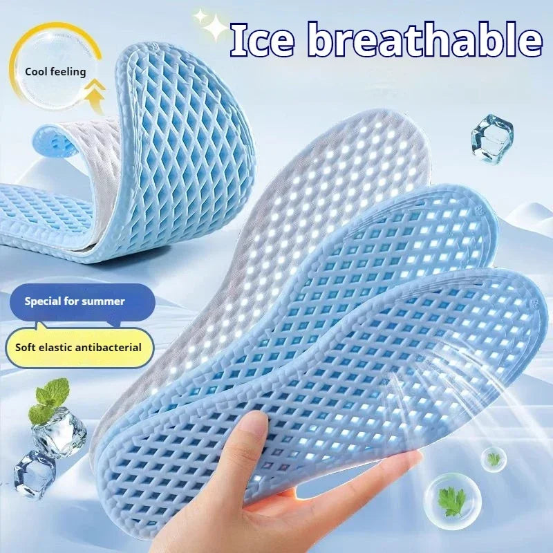 3-Pair Summer Cooling Insoles – Breathable Shock-Absorbing Sports Inserts, Fits EU 35–46