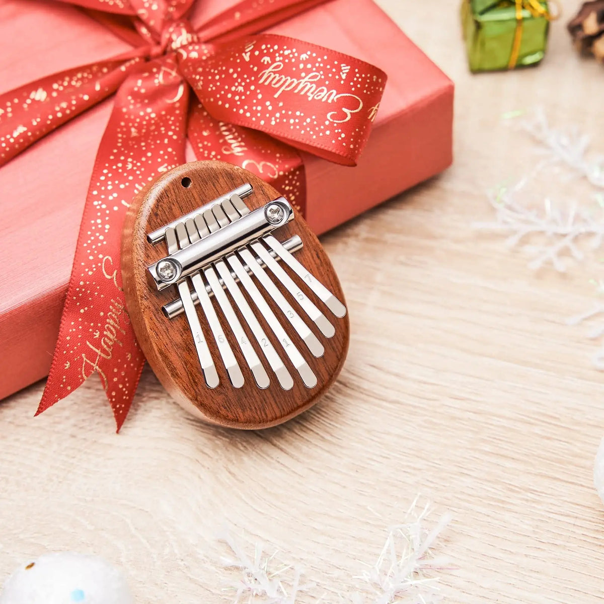Mini 8-Key Kalimba Thumb Piano Waterdrop Design Portable with Lanyard Kids Gift