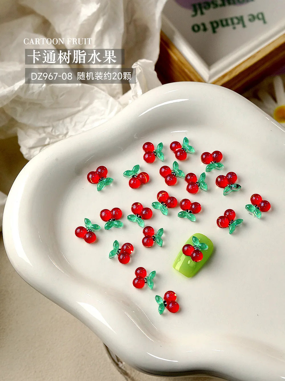 20pcs Lemon Resin Nail Charms – Mini Fruit Slice Nail Art Decorations, 11 x 12 mm (0.43 x 0.47 in) Mixed Colors
