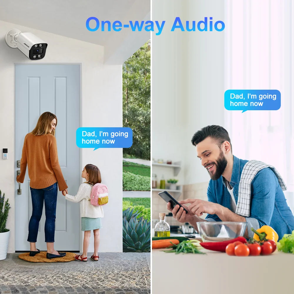 4K 8MP PoE Bullet IP Camera with Audio H.265 ONVIF Color Night Vision IP67 Metal Outdoor Surveillance