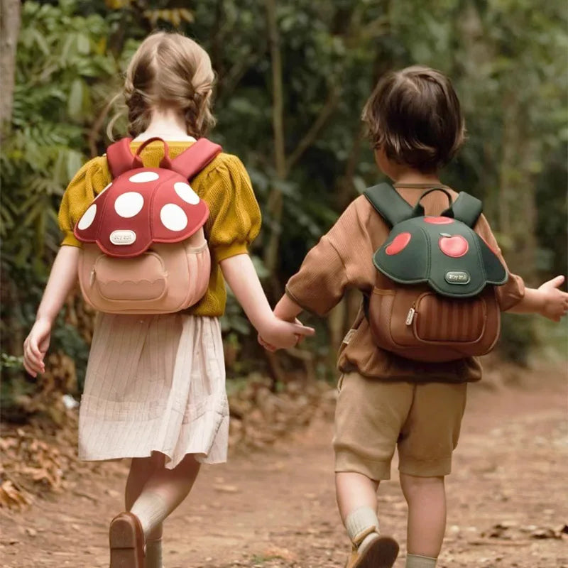 Cute Mushroom Apple Kids Backpack Pink Cartoon Mini Preschool School Bag for Toddlers Ages 3-6