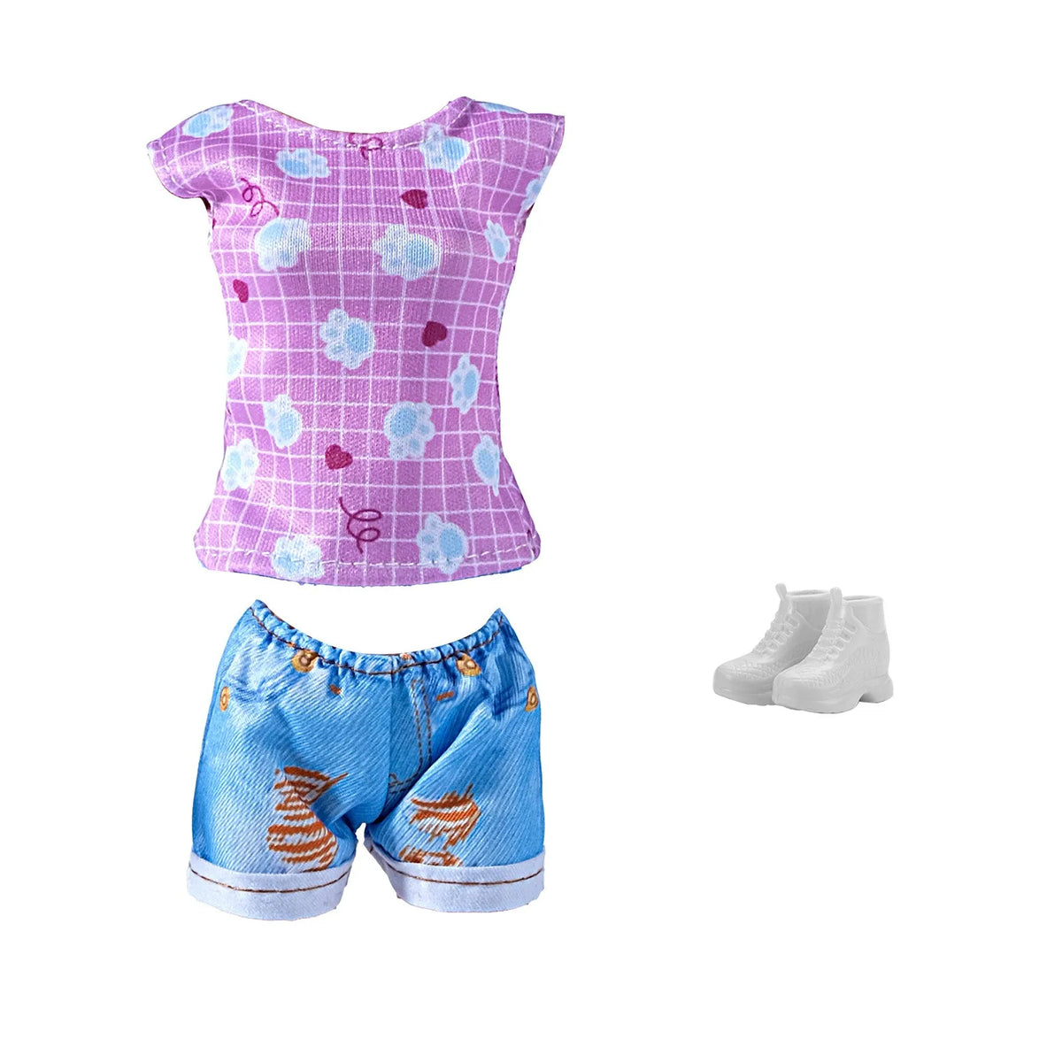 1-Set Doll Clothes for 28–30 cm (11–11.8 in) Fashion Dolls — Colorful Tops, Shorts, Skirt, Shoes & Necklace (BJD Compatible)