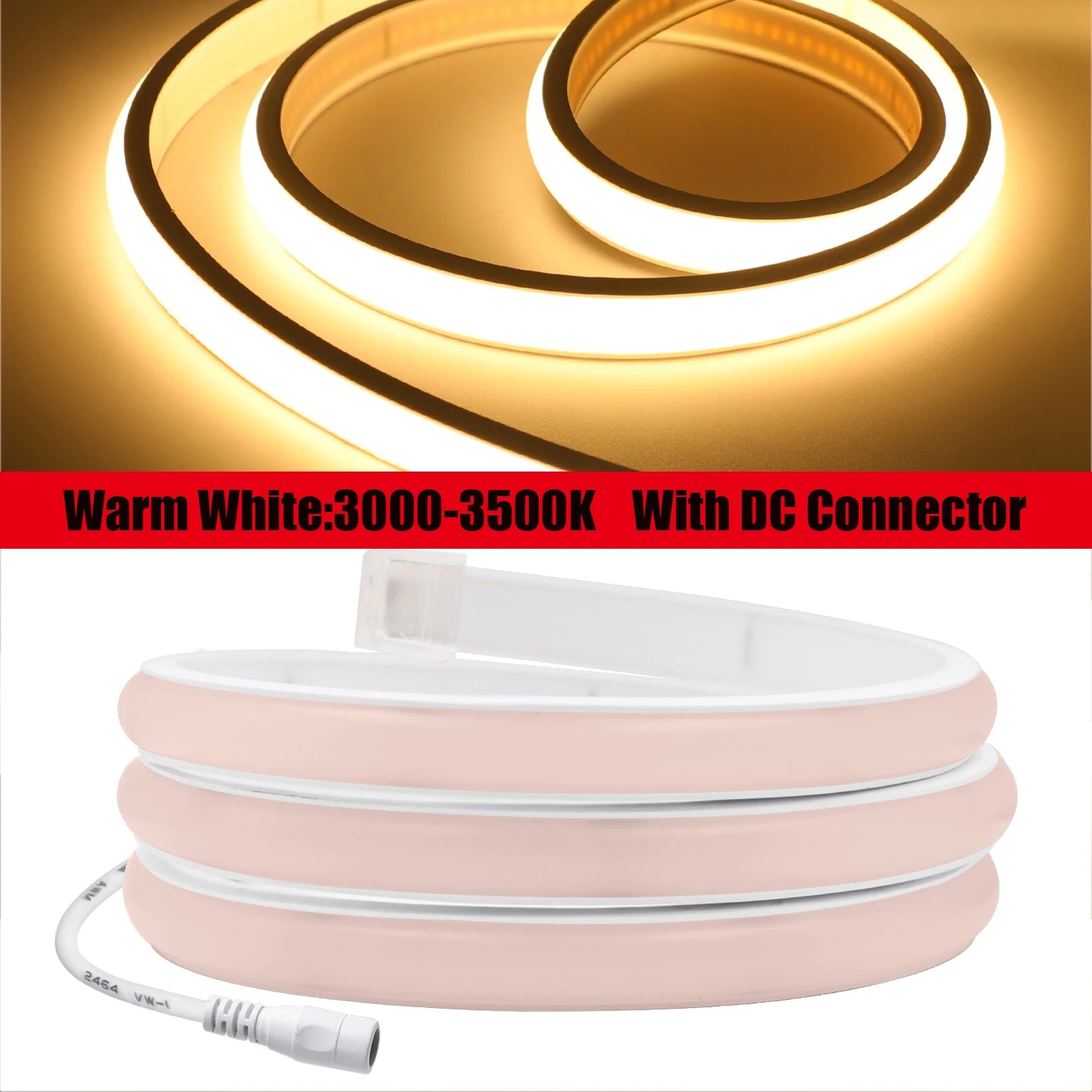 COB Neon LED Strip 320 LEDs/m Waterproof Flexible Rope Light 12V/24V – 3000K 4000K 6000K, 0.5–20M (1.6–65.6 ft)