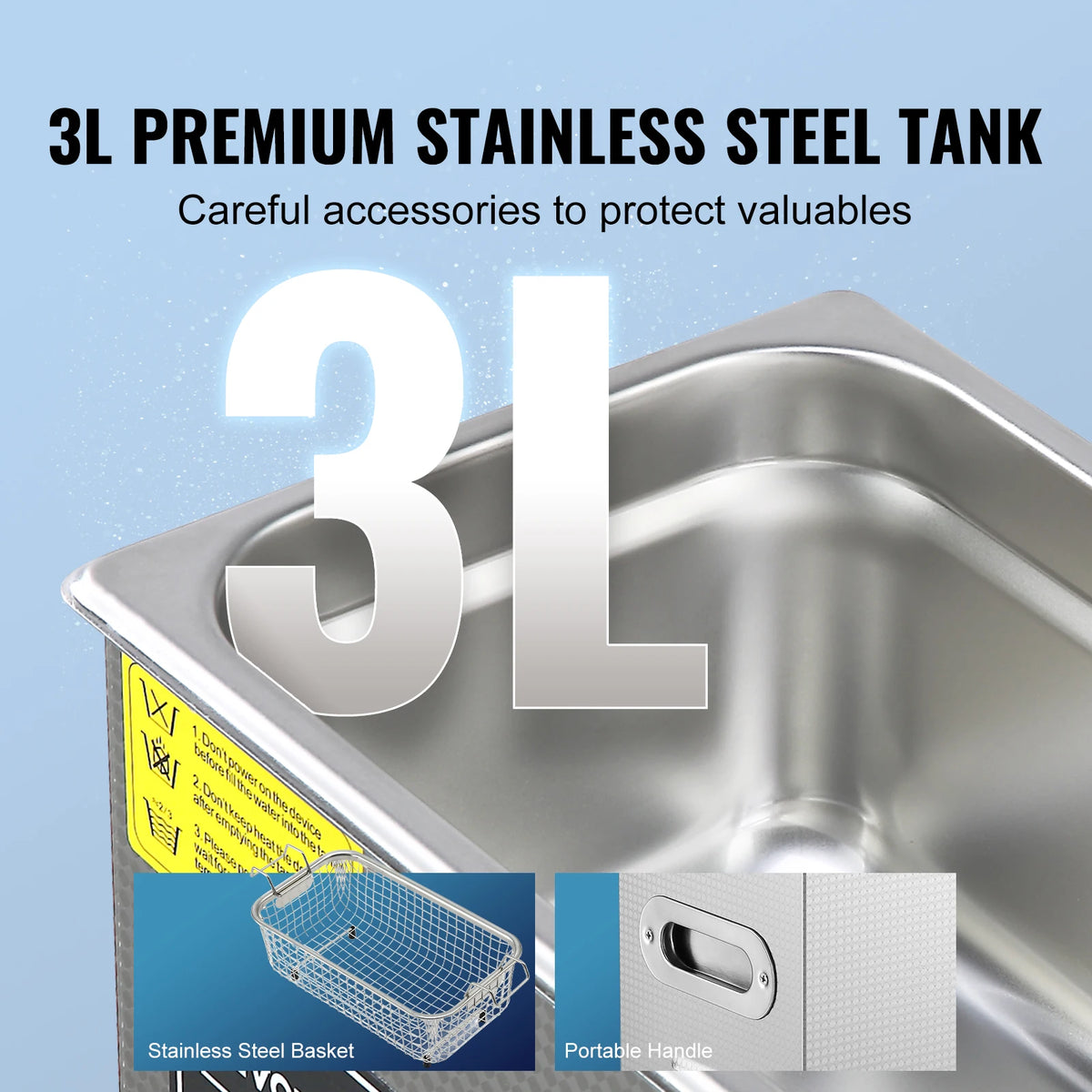 Stainless Steel Ultrasonic Cleaner — Portable Jewelry, Watch & Parts Washer (1.3–30L / 0.34–7.9 gal)