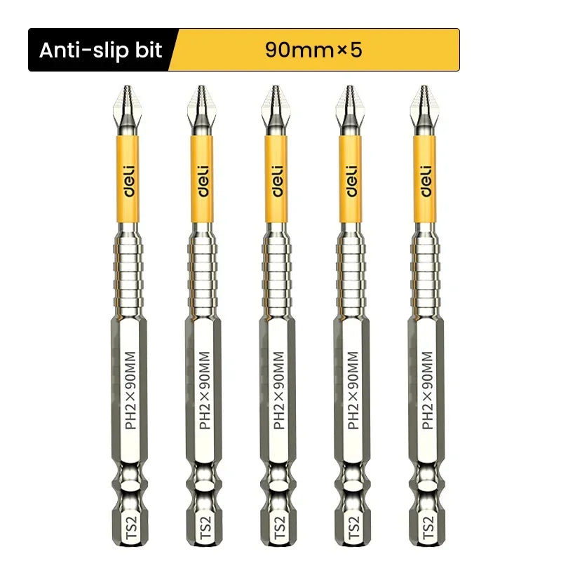Magnetic Drill Bit Set – Chrome-Vanadium Non-Slip Cross & Hex Bits, Multiple Lengths up to 150 mm (5.9 in) for Electric Drills