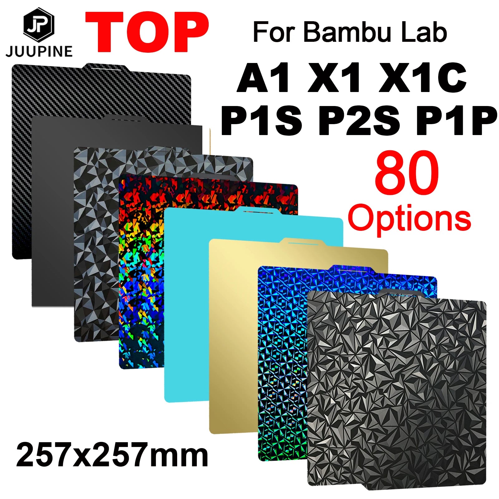 257x257mm (10.12 x 10.12 in) Spring Steel 3D Printer Build Plate - Double-Sided PEI/PEY/PET Surface, Smooth & Textured