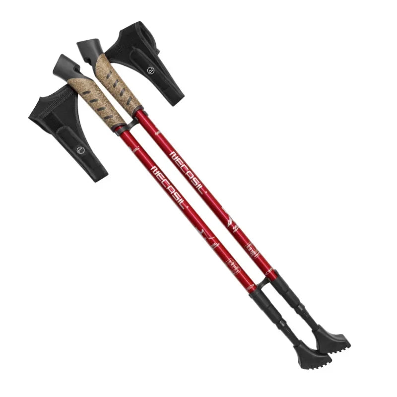 Telescopic Trekking Poles 2-Pack - Adjustable 26–53 in (66–135 cm) Lightweight Aluminum Hiking Poles with Cork Handle & Copper Locking System