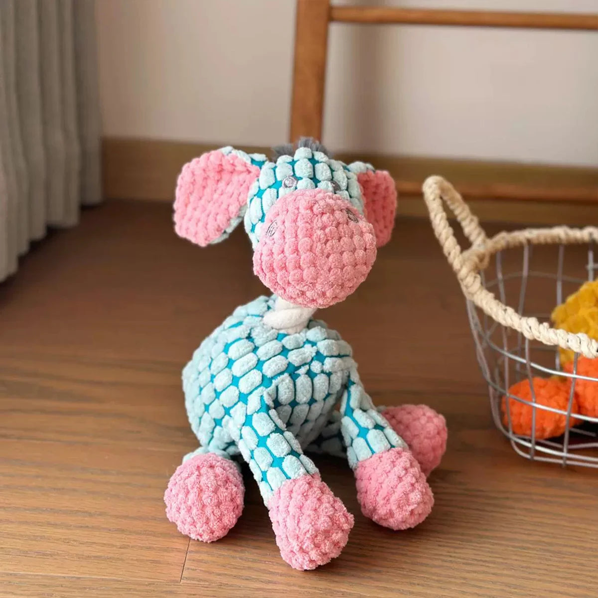 Donkey Plush Dog Toy – Squeaky Interactive Chew Toy for Puppies & Small Dogs (8.7–10.0 in / 22–25.5 cm)