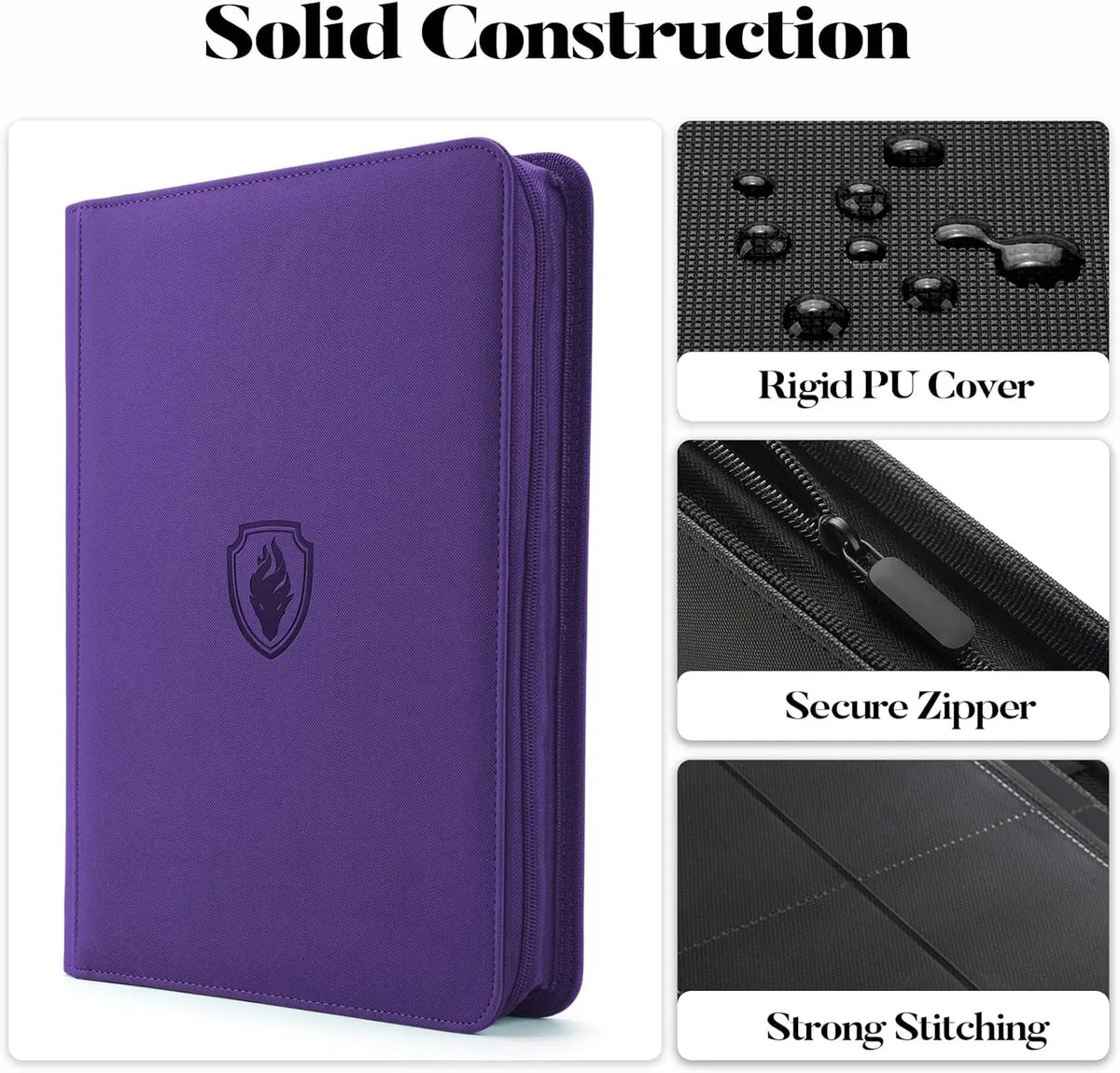 9-Pocket Zipper Card Binder 360-Card Trading Card Holder Book with Premium PU Zip Cover Side-Loading Sleeves