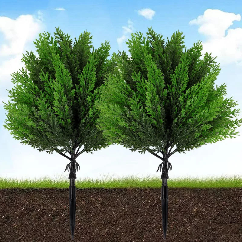 Artificial Cypress Topiary with Ground Spike – UV Resistant Faux Cedar Shrub for Front Porch & Outdoor Decor