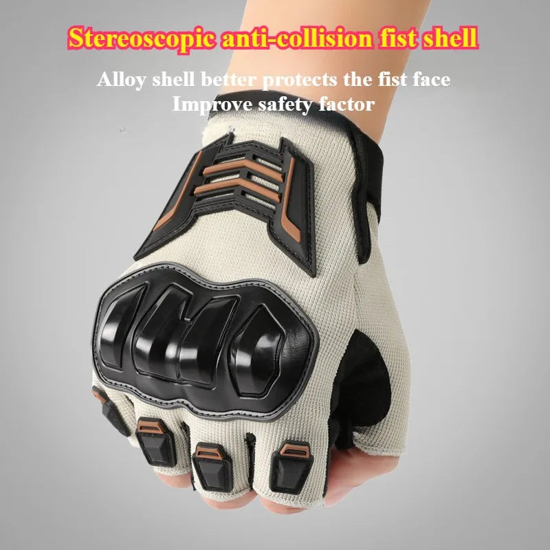 Half Finger Motorcycle Gloves Breathable Anti-Slip Protective Cycling Gloves for Electric Bike Racing