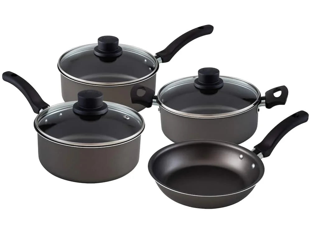 4-Piece Nonstick Aluminum Cookware Set – Graphite (6.3 in & 7.1 in | 16 & 18 cm)