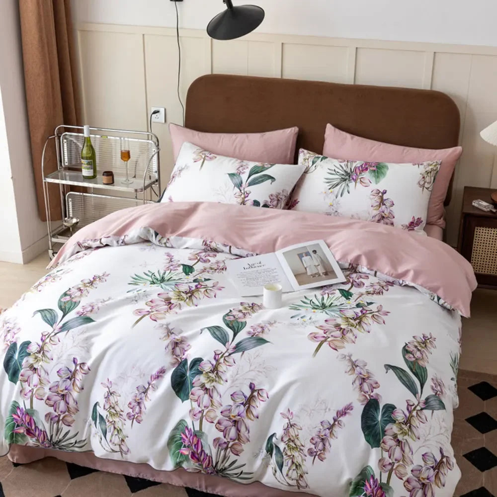 100% Egyptian Cotton 4-Piece Duvet Cover Bedding Set - Duvet Cover with Flat or Fitted Sheet & 2 Pillowcases (Double/Queen/King/AU)