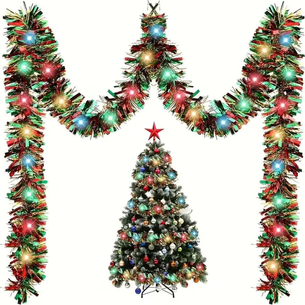 Battery-Operated LED Christmas Garland String Lights – Hanging Holiday Decor for Tree, Window & Party